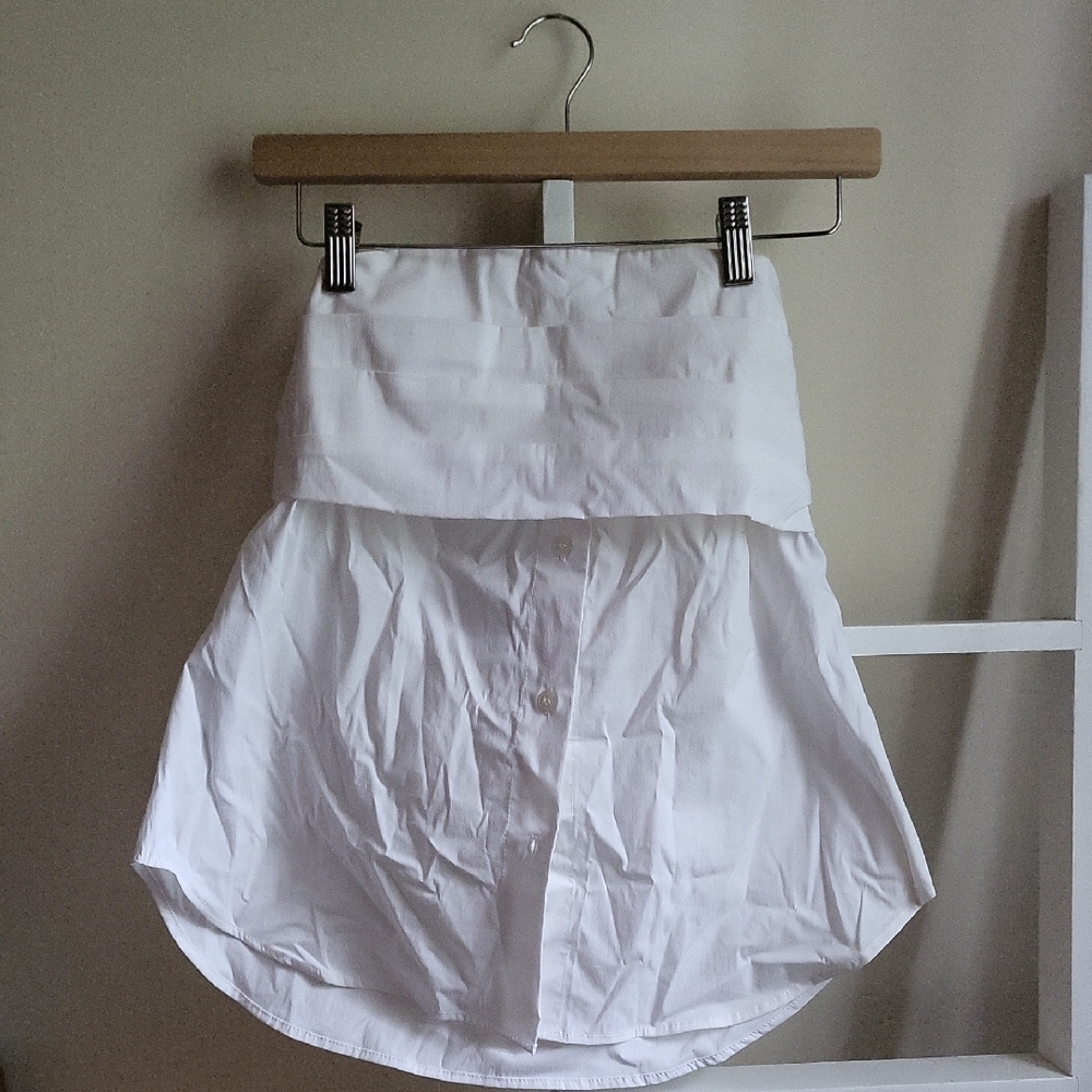 White Button-Up Tube Top Blouse